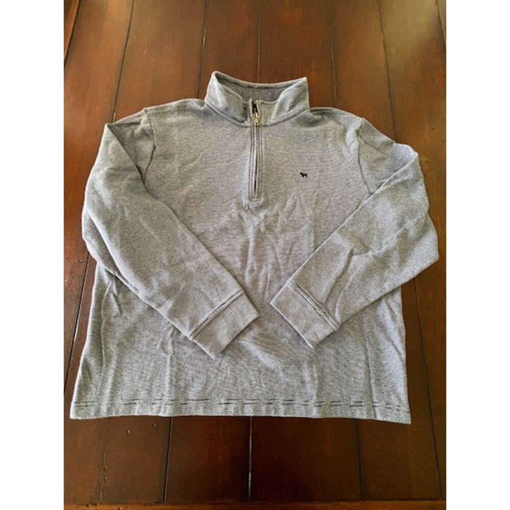 Simply Southern Outfitters Men Large 1/4 Zip‎ Pullover Blue White Stripe Sweater